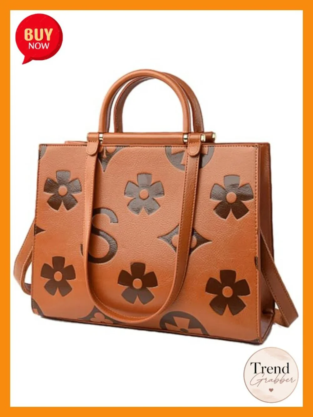Vegan Leather Floral Embossed Tote Bag Crossbody Purse